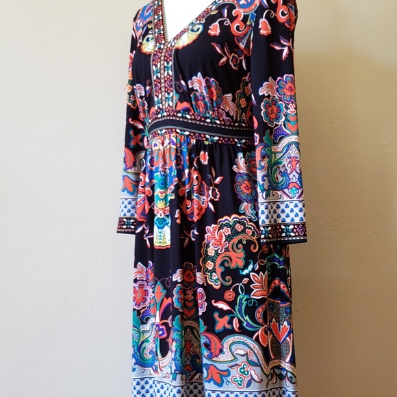 ECI Dresses & Skirts - 3/$20 ECI Floral Beauty Black Belted Dress